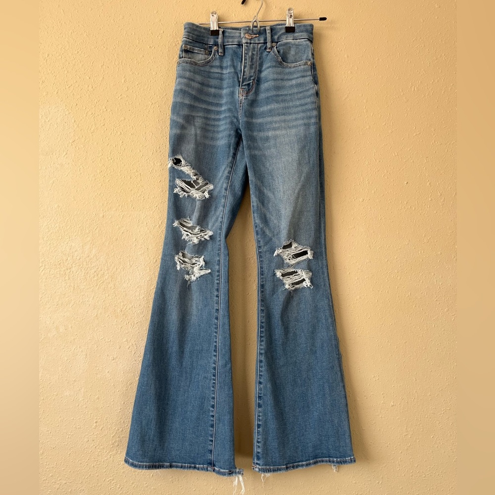 american eagle curvy high rise flare jeans size 00 regular